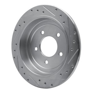 Ford Expedition Brake Rotor (1) - Rear Left - R1 Concepts - Drilled & Slotted - Silver - `97-`04